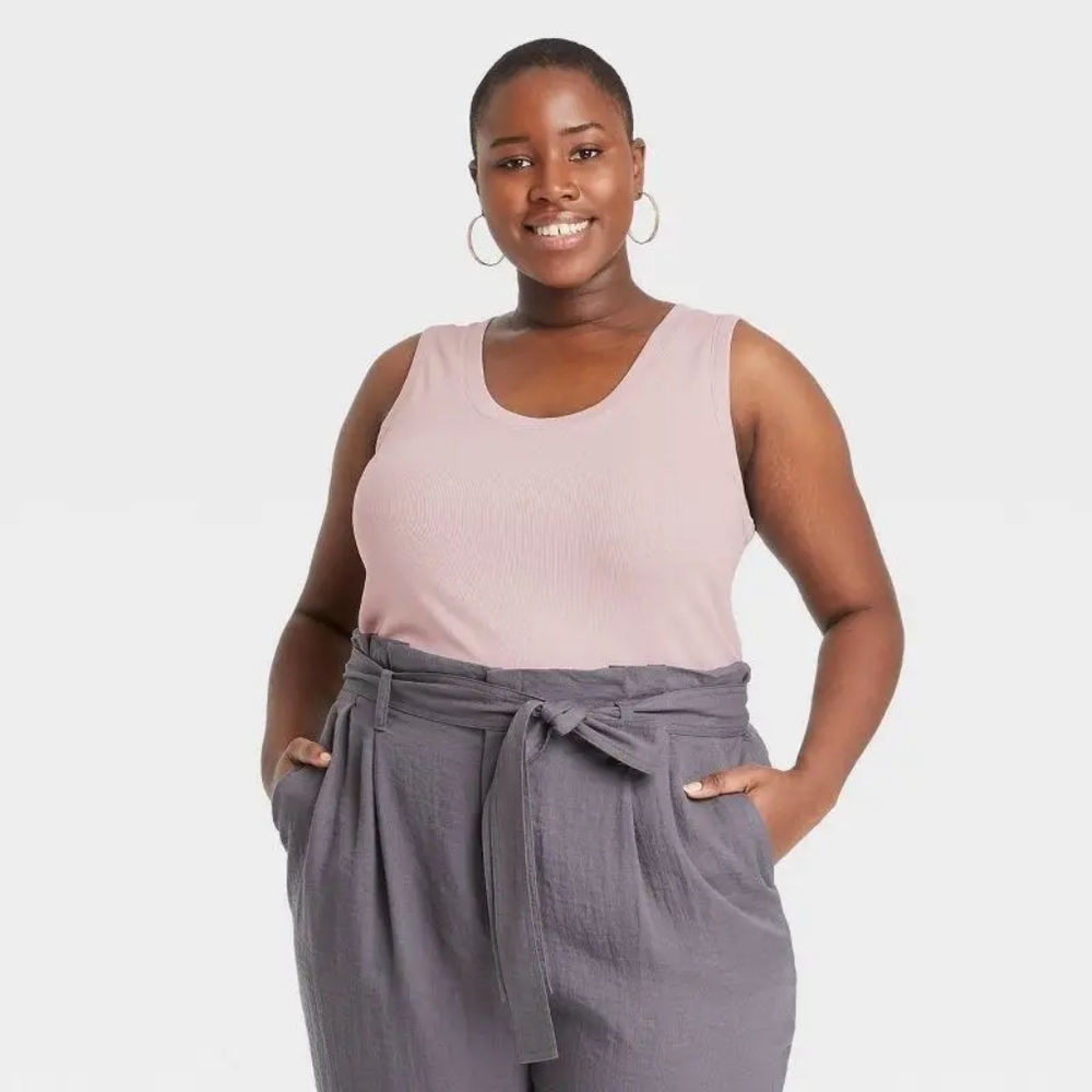 A New Day Plus Size Crew Neck Ribbed Slim Fit Tank Top Lught Purple Target